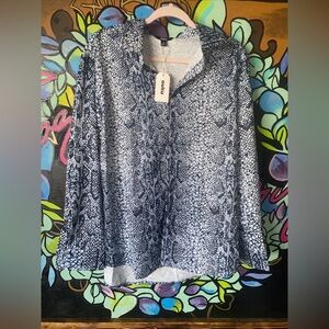 Ouku Men's Long Sleeve Snakeskin Print Button Up Gray Size Medium